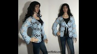 How to crochet elegant blue jacket cardigan  by marifu6a