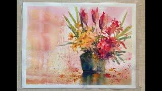 How To Paint Simple Beautiful Watercolour Flowers loose watercolor floral tutorial Demonstration