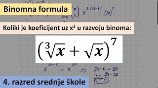 Binomna formula rešeni zadatak - Koliki je koeficijent uz x^3 u razvoju binoma