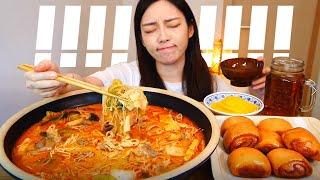 얼얼한 마라탕이 미친듯이 끌린 날...토핑 팍팍넣은 마라탕 꽃빵튀김 먹방MUKBANG