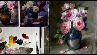 How to Paint a Vase of Roses- Painting Acrylic Roses