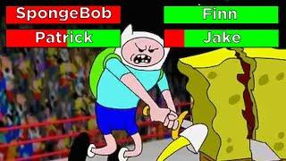 Spongebob & Patrick VS Finn & Jake with Healthbars  FNF manifest song