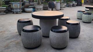 bàn ghế giả đá 2 triệu  09.6518.6519 How to paint faux stone furniture