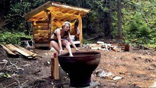 Camping in a woodshed down by the creek Ft. VERY hippie DIY wood-fired hot tub 