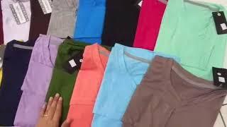 Baju Kaos Vneck Polos Lengan Panjang T Shirt Basic Murah Wanita Cewek Kekinian