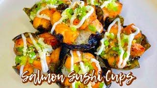 SALMON SUSHI CUPS  JAPANESE FOOD  QUICK AND EASY RECIPE  ASIAN CUISINE  Senaivis Kitchen