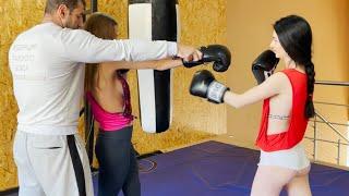 Lera vs Polina  Boxing for beginners  Training techniques