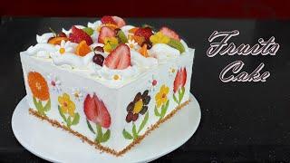 beautiful cake사각 과일 생크림 케이크 만들기 How to make Fruits Fresh Cream Cake  Torta di frutta