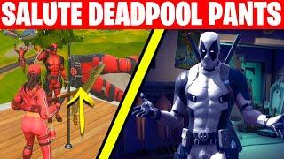 HOW TO SALUTE DEADPOOLS PANTS LOCATION  DEADPOOL WEEK 9 CHALLENGES FORTNITE BATTLE ROYALE