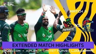 Extended Highlights  St Kitts and Nevis Patriots vs Antigua and Barbuda Falcons  CPL 2024