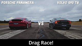 2023 Volvo S90 T8 455hp vs 2024 Porsche Panamera 4 E-Hybrid 462hp  Drag Race  4K