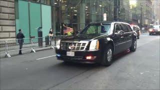 United States President Obamas Presidential Motorcade With U.S. Secret Service & NYPD In Manhattan