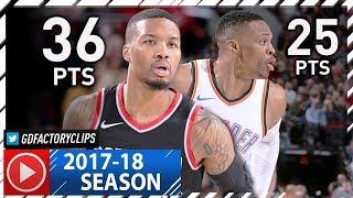 Damian Lillard vs Russell Westbrook ELITE PG Duel Highlights 2017.11.05 Blazers vs Thunder - EPIC