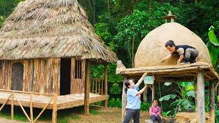 Dwarf family survival & building epic projects  Building a thatched wooden house and dream kitchen.