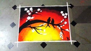 how to make two birds poster latest rangoli