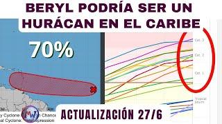 El Ciclón Tropical BERYL podría ser un HURACÁN en el CARIBE