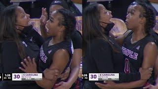 Coach Holds Player Back After She ELBOWS Opponents Face & Gets Shoved In The Face Back