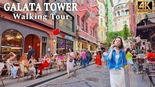 Exploring Around Galata Tower in Istanbul  4K Walking Tour