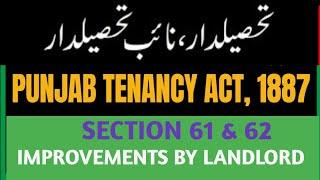 SEC 61 & 62 of Punjab Tenancy Act 1887 I Improvements & Compensation I Improvements by Landlord