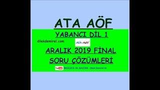 ATA AÖF İNGİLİZCE 1 Aralık 2019 Final Sınav Çözümü