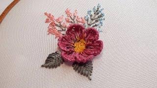 3D Pink Flower Embroidery Simple stitches for beginners