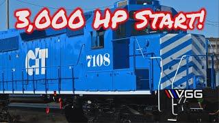 3000 HP Turbo V16 Locomotive Start Up And Tour