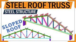 Steel Structure roof truss  Steel Frame construction  3D animation