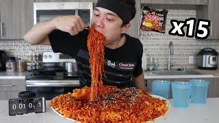 Most Korean Fire Noodles Ever Eaten x15 Packs  불닭 볶음면 도전