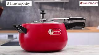 Regalia Pressure Cooker 5L Red  Wonderchef by Sanjeev Kapoor