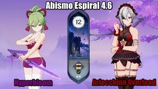 Spiral Abyss 4.6 - Abismo Espiral  Arlecchino C0 Overload & Hyperbloom Team  Genshin Impact