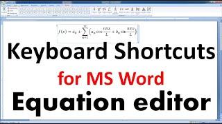 How to use MS Word Equation editor to write Mathematical equationexpression using Keyboard shortcut