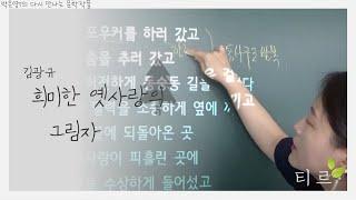 김광규 희미한 옛사랑의 그림자 - 티르국어 다시 만난 수업