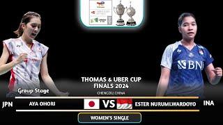 Aya Ohori JPN Vs Ester Nurumi Wardoyo INA  Badminton Uber Cup 2024