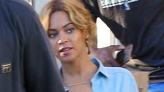 No Bra No Problem Beyonce Wears a Completely Unbuttoned Shirt to Lunch