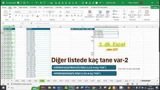 Excel 1 Dakika - Diğer listede kaç tane var -2