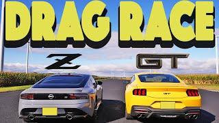 2024 Ford Mustang GT vs 2023 Nissan Z this was a surprise. Drag and Roll Race.