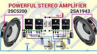 2sc5200 and 2sa1943 powerful stereo amplifier . 2sc5200 & 2sa1943 güçlü bass amfi yapımı . DIY