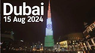 Dubai 4K Indian Flag on Burj Khalifa Celebrates Indian Independence Day in Dubai 2024