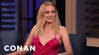 Sophie Turner & Maisie Williams Locked Lips On The Game Of Thrones Set  CONAN on TBS