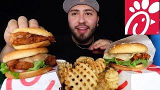 MUKBANG CHICK FIL A FEAST  SPICY GRILLED DELUXE + MAC N CHEESE