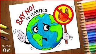 Plastic Mukt Bharat drawing  Stop plastic bags pollution poster making project ideas