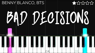 benny blanco BTS & Snoop Dogg - Bad Decisions  EASY Piano Tutorial