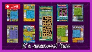 SCRATCH WITH ME Completing crossword lottery tickets from multiple states during my livestream