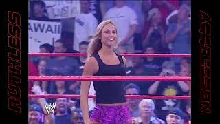 Stacy Keibler vs. Trish Stratus - Bra & Panties Paddle on a Pole Match  WWE RAW 2002