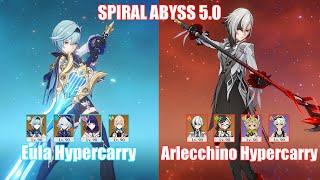 C0 Eula Hypercarry & C0 Arlecchino Hypercarry  Spiral Abyss 5.0  Genshin Impact