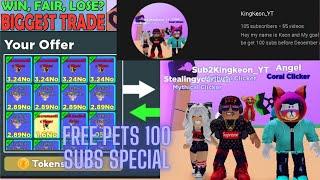 I GAVE AWAY FREE PETS in Clicker simulator Roblox 100 SUBS SPECIAL