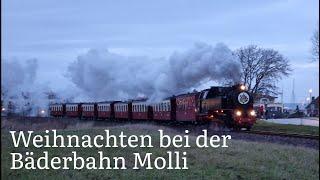 Weihnachten bei der Bäderbahn Molli  Unterwegs mit der 99 2321-0 am Abend des 1. Weihnachtsfeiertag