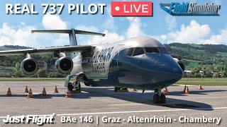 Real 737 Pilot LIVE  Flying into challenging Alpine Airports  Just Flight 146 Professional