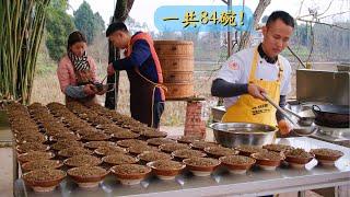 30kg pork belly plus 25kg Ya Cai equals to 84 bowls of Steamed Pork Belly with Preserved Vegetables