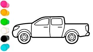Belajar menggambar pickup Cara menggambar mobil pick up sederhana dan cantik untuk anak dan balita.